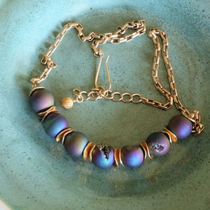 Rainbow Druzy Beaded Necklace/ Gold-Plate image 3