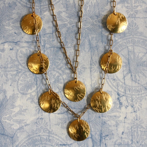 Multiple Brass "Coins" Two-Tier Necklace