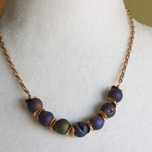 Rainbow Druzy Beaded Necklace/ Gold-Plate image 2