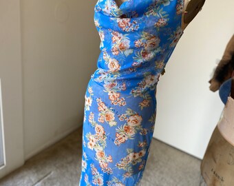 mesh cowl neck dress