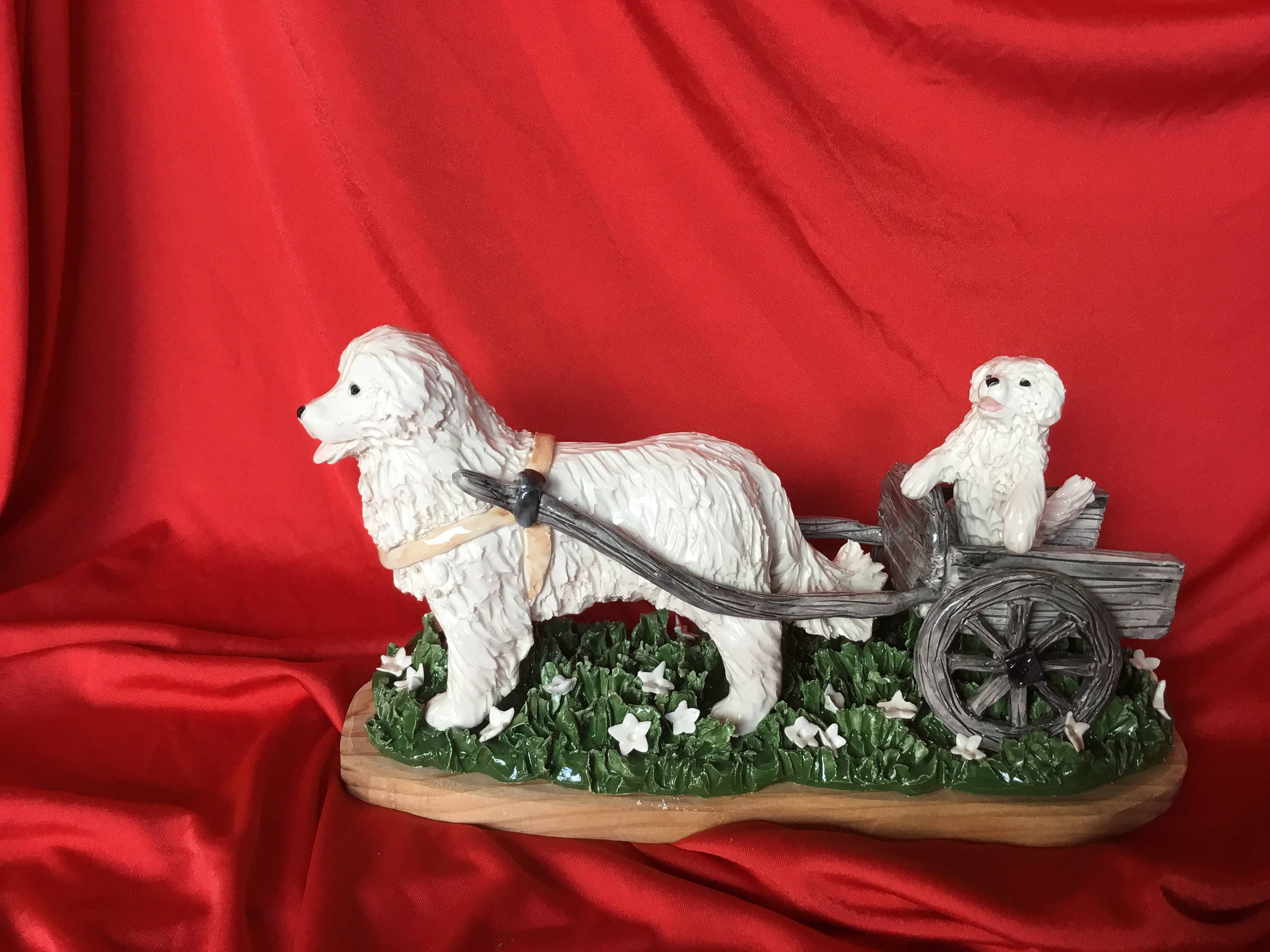 great pyrenees pulling cart