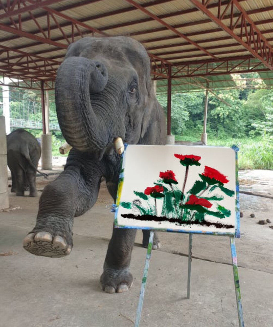 Trunk Made Painting Oil Painting Made by Thai Elephant Etsy