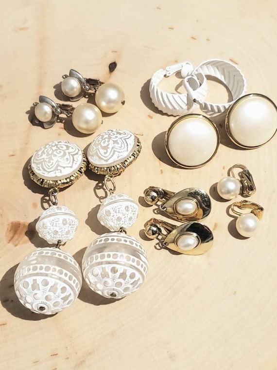 Lot of Retro vintage creamy white dreamy and faux