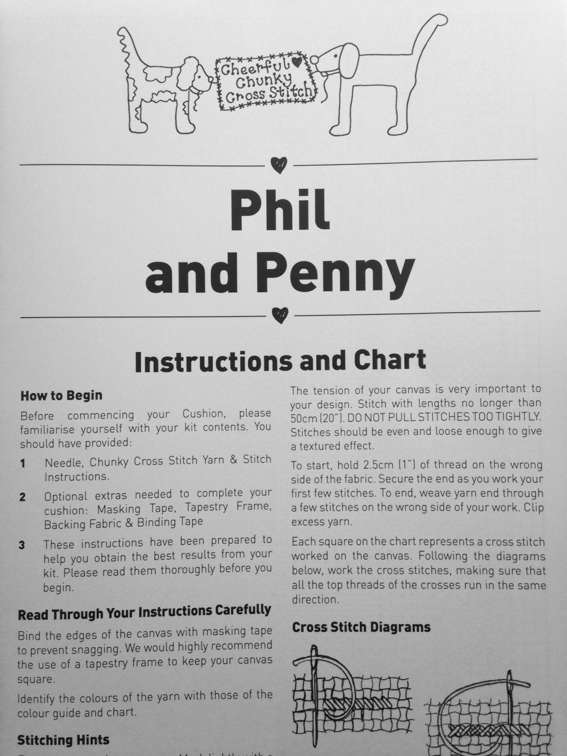 Cross Stitch Kit Stitch Your Own Cushion Front Kit, DIY Chunky Cross