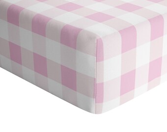 navy gingham crib sheet