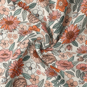 Floral Bündchen Strickstoff Massenware gerippter Jersey dehnbar weicher Polyester Stretch Stoff 1 Yard floral56