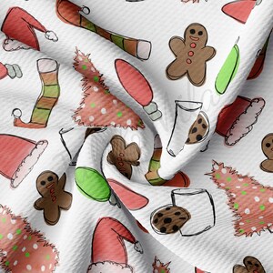 Christmas Printed Liverpool Bullet Textured Fabric by the yard 4Way Stretch Solid Strip Thick Knit Jersey Liverpool Fabric AA867