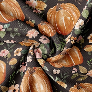 Fall Autumn Pumpkin Liverpool Bullet Textured Fabric by the yard 4Way Stretch Solid Strip Thick Knit Jersey Liverpool Fabric  AA769