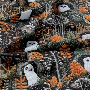 Autumn Fall Halloween Printed Liverpool Bullet Textured Fabric by the yard 4Way Stretch Solid Strip Thick Knit Liverpool Fabric AA1813
