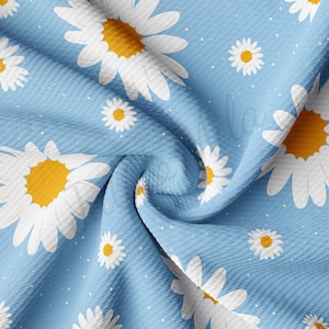 Daisy Printed Liverpool Bullet Textured Fabric by the yard Knit Jersey Liverpool Fabric AA860