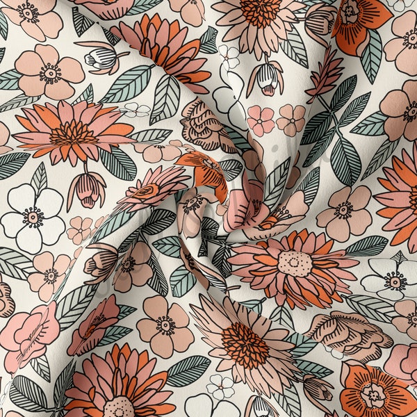 DBP Fabric Double Brushed Polyester Fabric by the Yard DBP Jersey Stretchy Soft Polyester Stretch Fabric  1 Yard Floral56 Floral Flowers