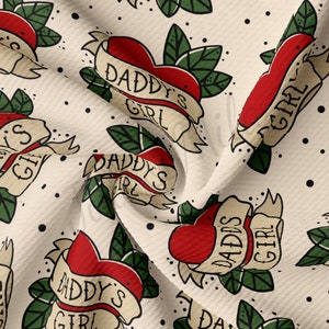 Daddy&#39;s Girl Printed Liverpool Bullet Textured Fabric by the yard 4Way Stretch Solid Strip Thick Knit Jersey Liverpool Fabric AA1698