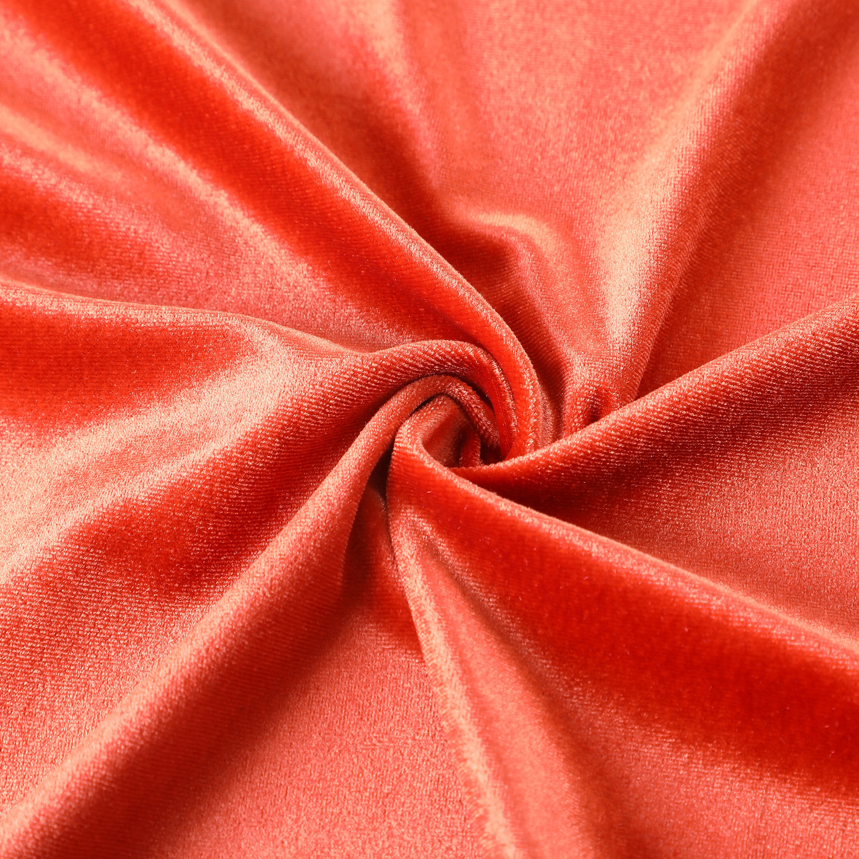 Autumn Orange Stretchy Velvet Fabric by The Yard Stretch Fabrics Poly…