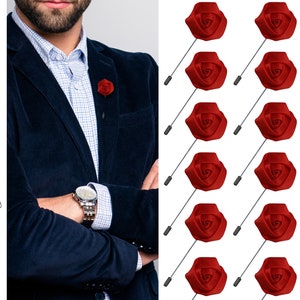 Flower Lapel Pin, Red Lapel Pin, Lapel Pin, Wedding Lapel Pin, Men Lapel Pin, Lapel Flower, Wedding Boutonniere, Gift, Men's Lapel