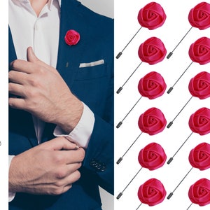 Flower Lapel Pin, Hot Pink Lapel Pin, Lapel Pin, Wedding Lapel Pin, Men Lapel Pin, Lapel Flower, Wedding Boutonniere, Gift, Men&#39;s Lapel