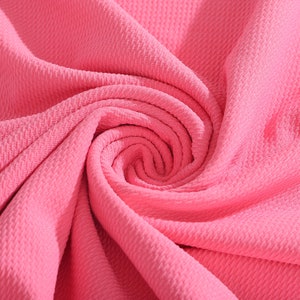 Medium Pink Liverpool Bullet Textured Fabric by the yard 4 Way Stretch Solid - Strip Half Yard Thick Knit Jersey Liverpool Fabric for Bows