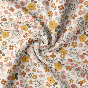 Floral Rib Knit Fabric by the Yard Ribbed Jersey Stretchy Soft Polyester Stretch Fabric 1 Yard  RBK2177