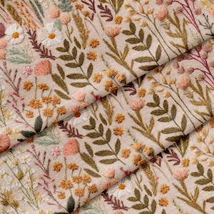 Floral 100% Cotton Fabric By the Yard Printed in USA Cotton Sateen -  Cotton Embroidery Floral Printed CTN1979