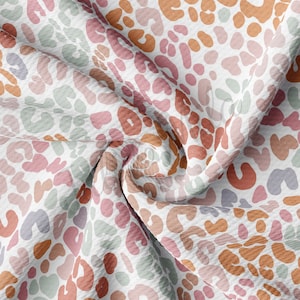 Pastel Leopard Cheetah Liverpool Bullet Textured Fabric by the yard 4Way Stretch Solid Strip Thick Knit Jersey Liverpool Fabric AA705