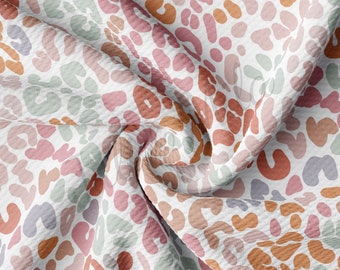 Pastel Leopard Cheetah Liverpool Bullet Textured Fabric by the yard 4Way Stretch Solid Strip Thick Knit Jersey Liverpool Fabric AA705