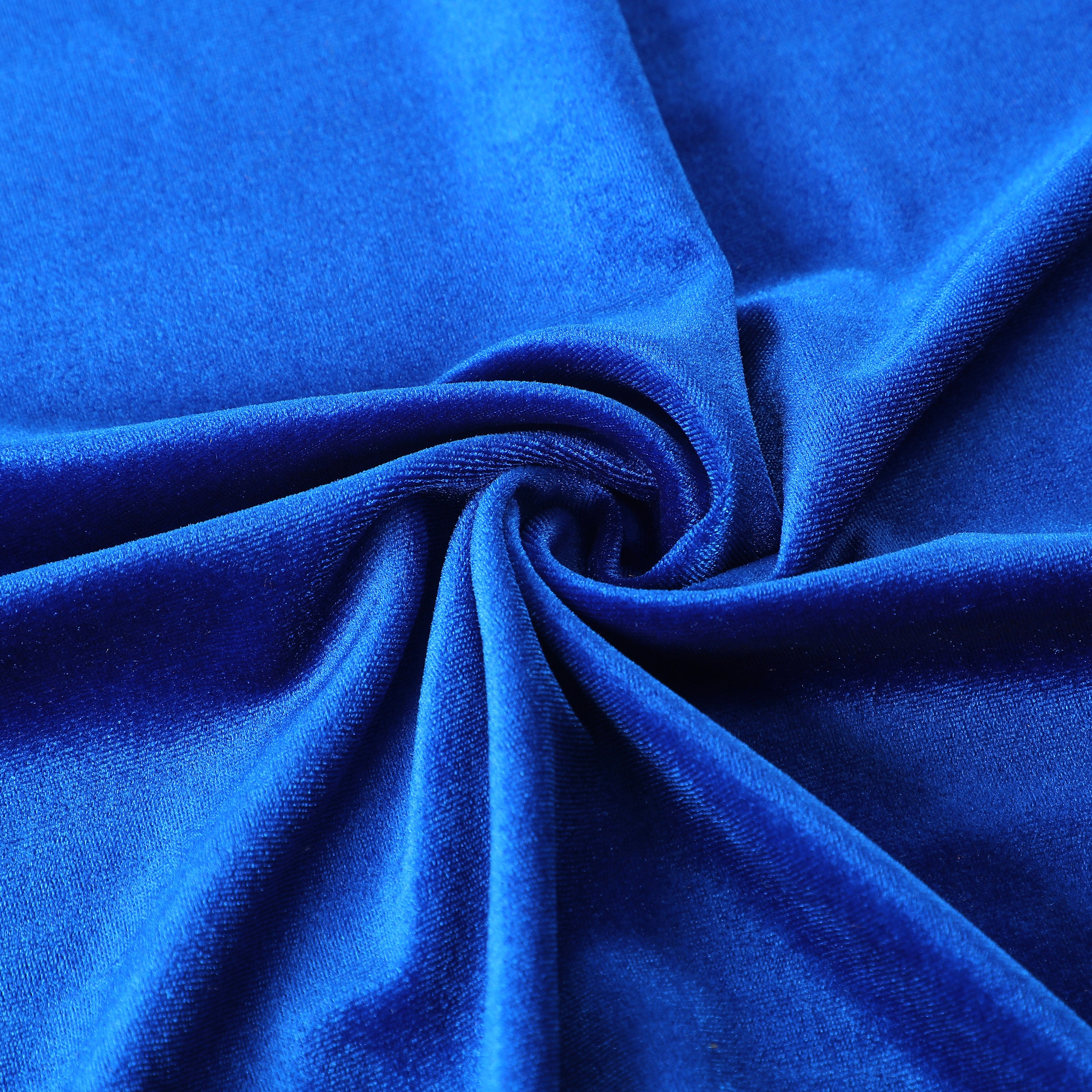 Royal Blue Stretchy Velvet Fabric by the Yard Stretch Fabrics Polyester ...