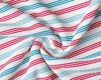 Liverpool Bullet Textured Fabric by the yard 4Way Stretch Solid Strip Thick Knit Jersey Liverpool Fabric AA2289 Patriotic 4th of July