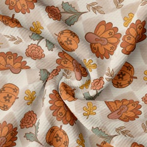 Fall Halloween Printed Liverpool Bullet Textured Fabric by the yard 4 Way Stretch Solid Strip Thick Knit Jersey Liverpool Fabric AA2854