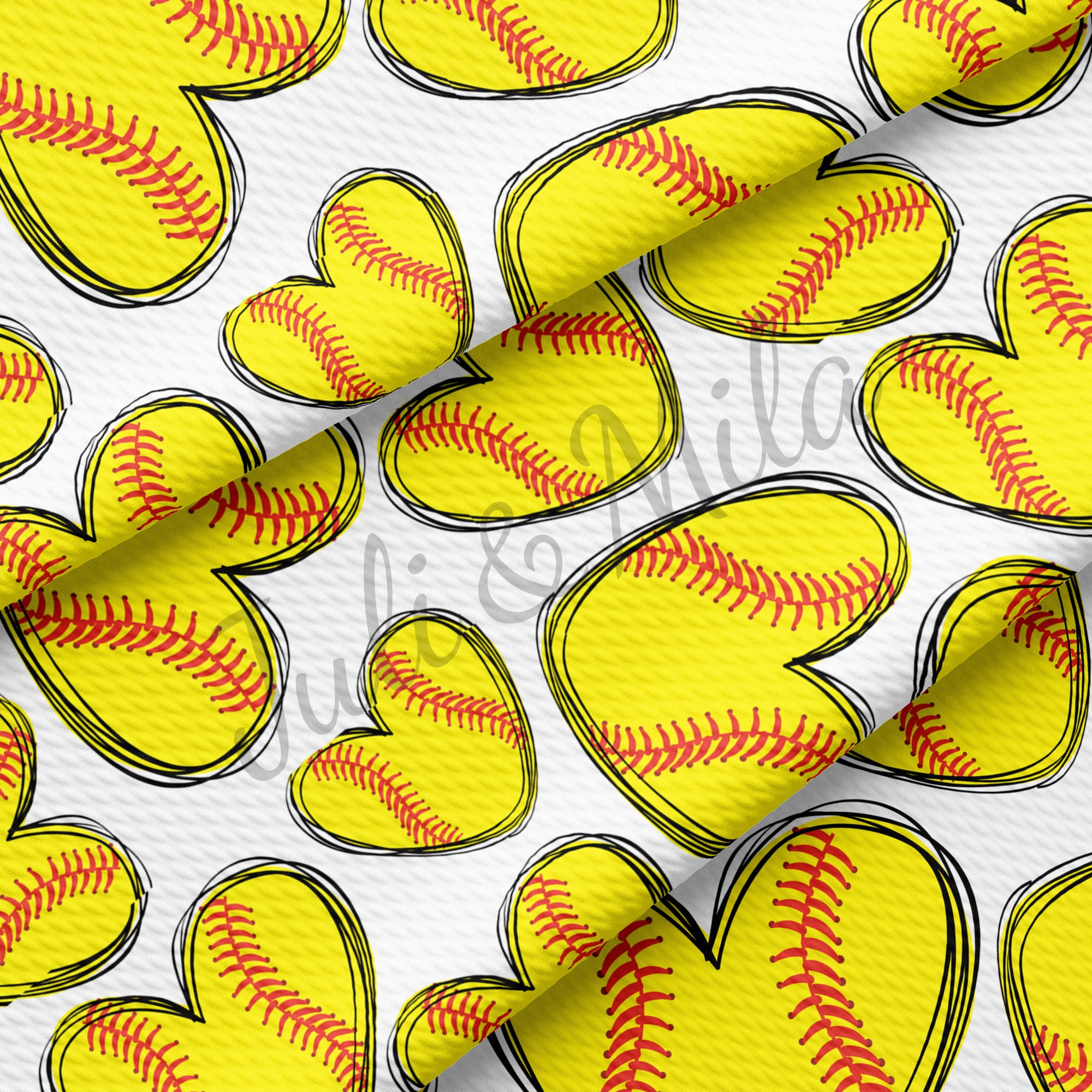 1.5 Softballs ribbon wired, 10 yard roll satin yellow softball on white  satin ribbon, wired ribbon, sports softball 1.5 inch ribbon