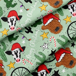 Merry Christmas Printed Liverpool Bullet Textured Fabric by the yard 4Way Stretch Solid Strip Thick Knit Jersey Liverpool Fabric AA1090