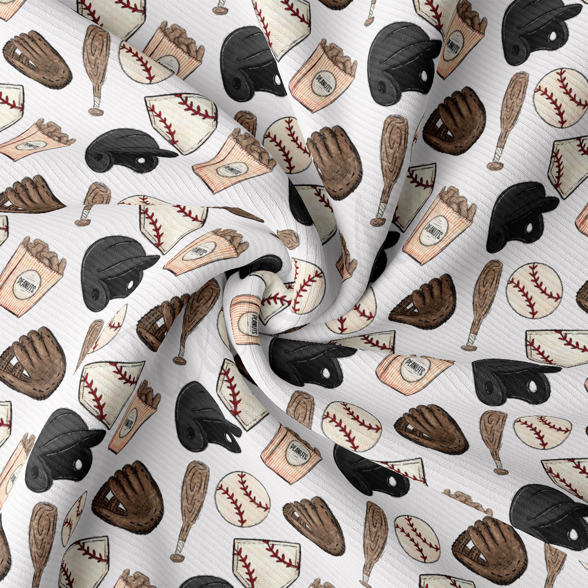 Rib Knit Fabric by the Yard Ribbed Jersey Stretchy Soft Polyester Stretch Fabric 1 Yard RBK2513 Baseball