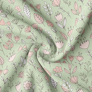 Floral Liverpool Bullet Textured Fabric by the yard 4Way Stretch Solid Strip Thick Knit Jersey Liverpool Fabric AA2384 Floral