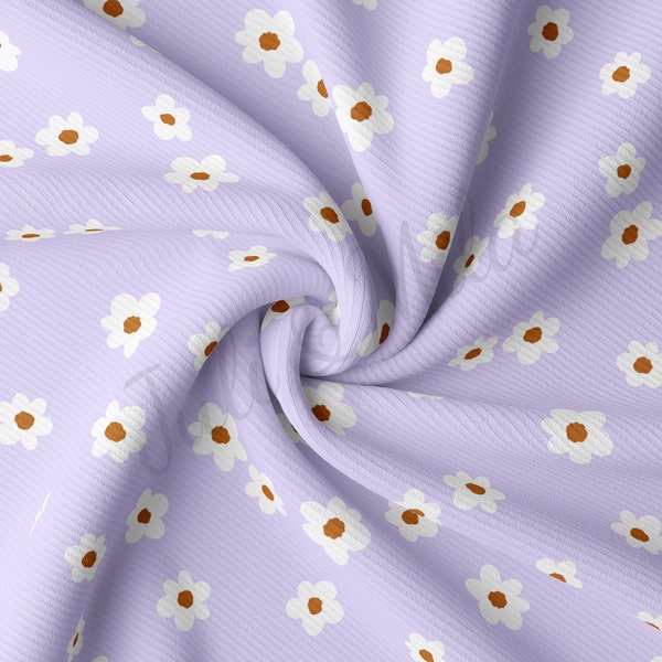 Floral Rib Knit Fabric by the Yard Ribbed Jersey Stretchy Soft Polyester Stretch Fabric 1 Yard RBK1504