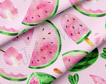 Watermelon Summer Bullet Printed Bullet Textured Fabric by the yard 4Way Stretch Solid Strip Thick Knit Jersey Liverpool Fabric AA918