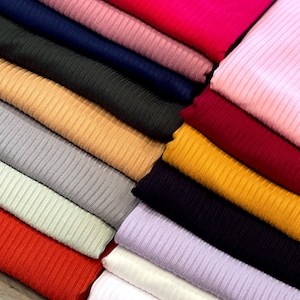 Rib Knit Fabric by the Yard Ribbed Jersey Stretchy Soft Polyester Stretch Fabric 1 Yard