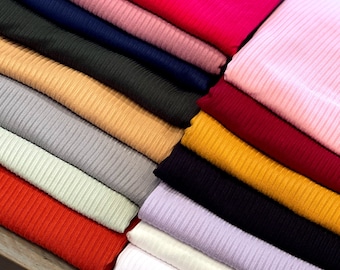 Rib Knit Fabric by the Yard Ribbed Jersey Stretchy Soft Polyester Stretch Fabric 1 Yard