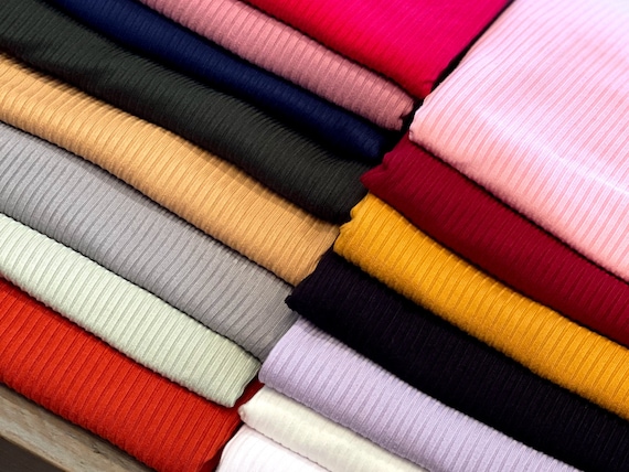 Rib Knit Fabric by the Yard Ribbed Jersey Stretchy Soft 