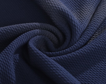 Navy Liverpool Bullet Textured Stof gesneden op maat 4 Way Stretch Solid - Strip Half Yard Thick Knit Jersey Liverpool Stof voor Bows