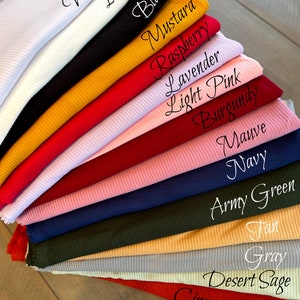 Rib Knit Fabric by the Yard Ribbed Jersey Stretchy Soft Polyester Stretch Fabric by the yard