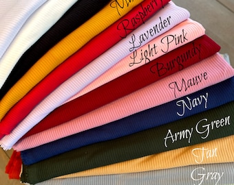 Rib Knit Fabric by the Yard Ribbed Jersey Stretchy Soft Polyester Stretch Fabric by the yard