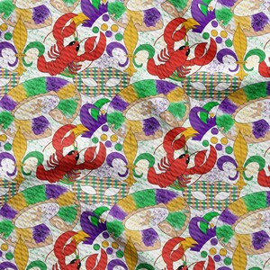 Mardi Gras Printed Liverpool Bullet Textured Fabric by the yard 4 Way Stretch Solid Strip Thick Knit Jersey Liverpool Fabric AA1358