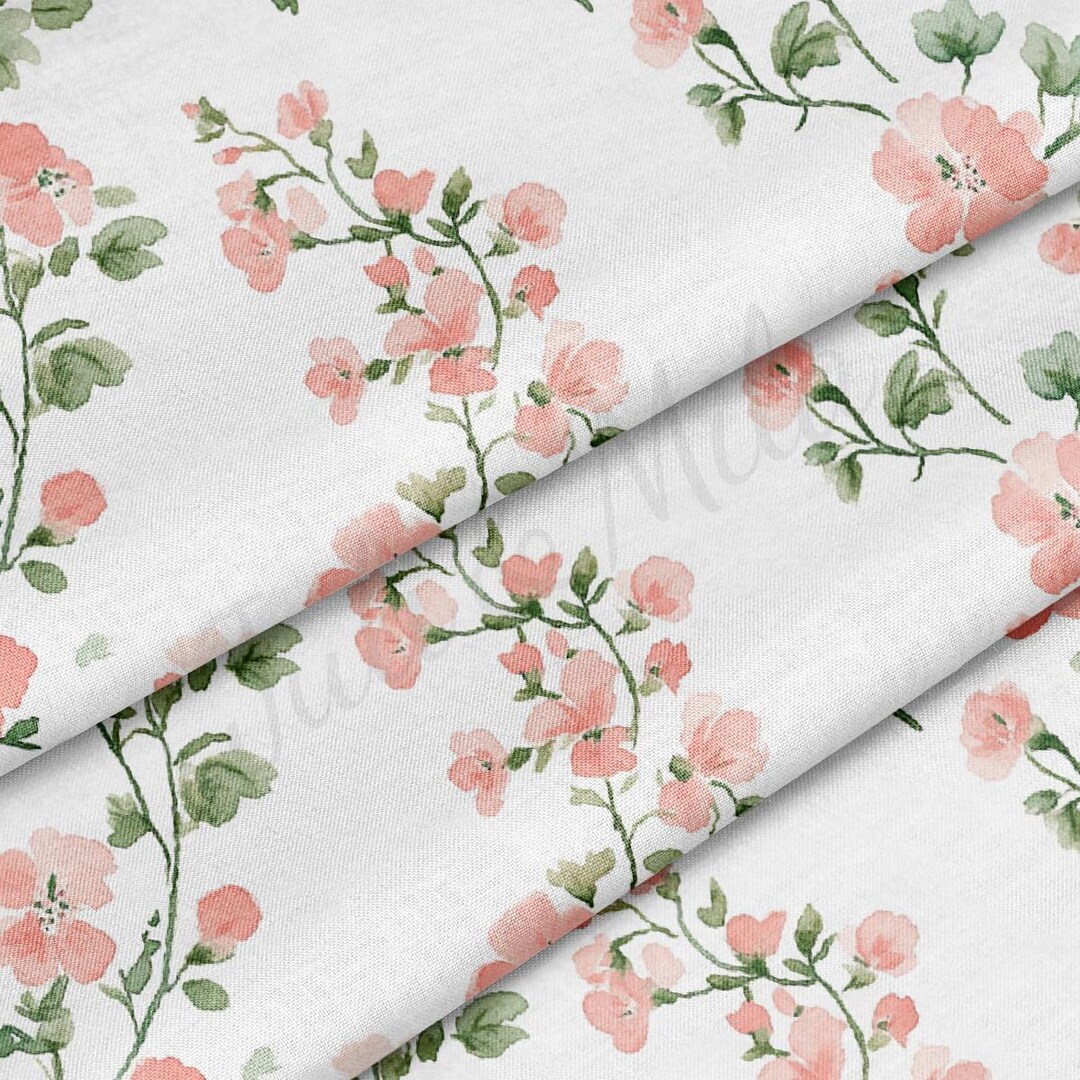 Floral 100% Cotton Fabric by the Yard Printed in USA Cotton Sateen ...