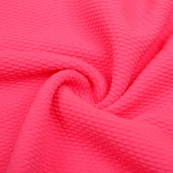 Neon Hot Pink Liverpool Bullet Tissu texturé par yard 4 Way Stretch Solid - Strip Half Yard Thick Knit Jersey Liverpool Fabric for Bows