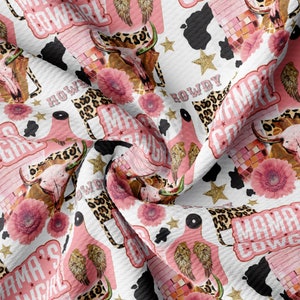 Tejido Liverpool texturizado con estampado de vaquera de mamá cortado a medida, tejido Liverpool de punto grueso con tiras sólidas y elástico en 4 direcciones AA1426