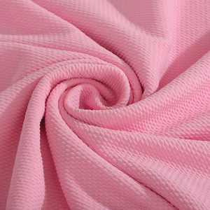 Powder Pink Liverpool Bullet Textured Fabric by the yard 4 Way Stretch Solid - Strip Half Yard Thick Knit Jersey Liverpool Fabric for Bows