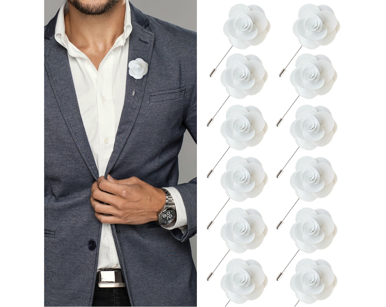 White Flower Lapel Pin White Lapel Pin Lapel Pin Wedding Etsy