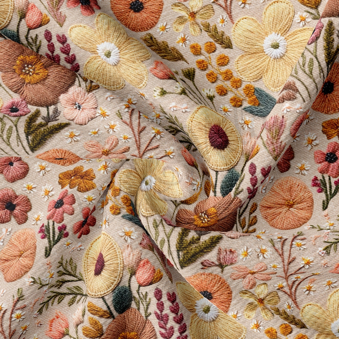 Embroidery Printed Liverpool Bullet Textured Fabric by the Yard 4way