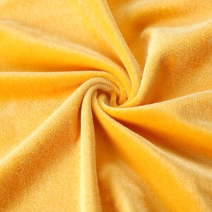 Golden Yellow Stretchy Velvet Fabric by The Yard Stretch Fabrics Polyester Spandex for Scrunchies Clothes Costumes Crafts Bows