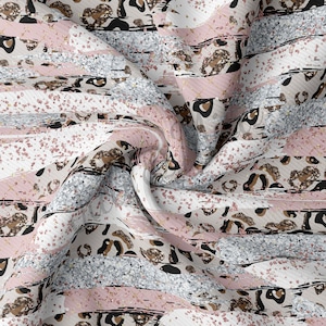 Rib Knit Fabric by the Yard Ribbed Jersey Stretchy Soft Polyester Stretch Fabric 1 Yard BrushStrokes5