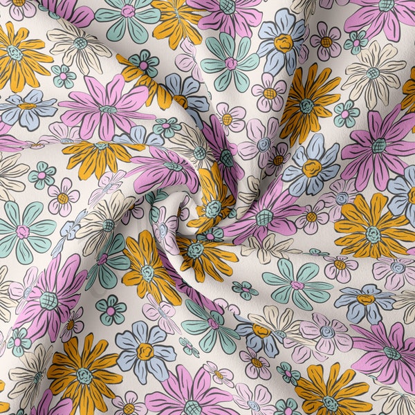 DBP Fabric Double Brushed Polyester Fabric by the Yard DBP Jersey Stretchy Soft Polyester Stretch Fabric DBP1499 Floral