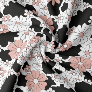 DBP Fabric Double Brushed Polyester Fabric by the Yard DBP Jersey Stretchy Soft Polyester Stretch Fabric DBP2607 Cow